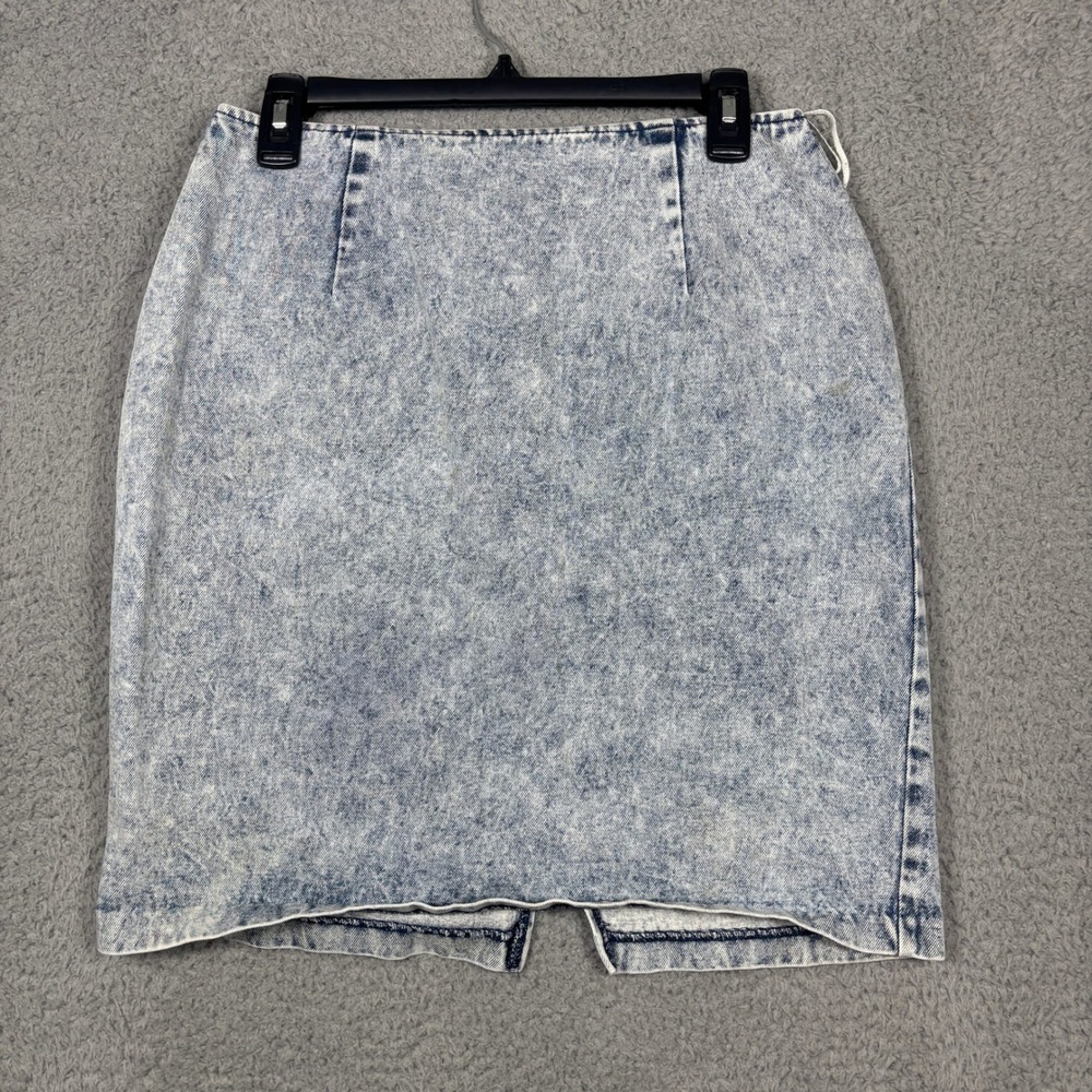 Vintage Denim Skirt Womens 13 Blue Acid Wash Pencil High Waisted Made in USA